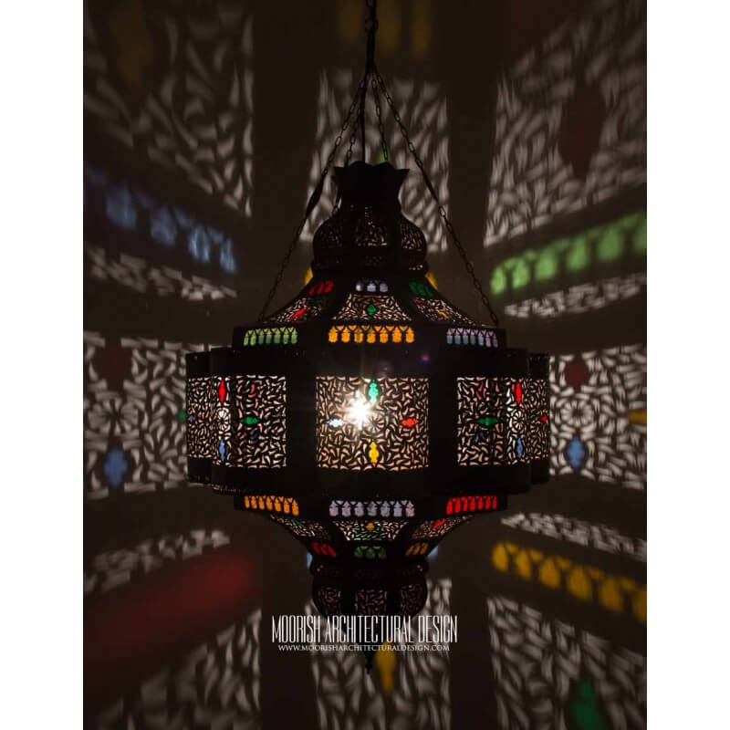 Moroccan colored glass pendant 