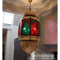Moroccan colored glass lantern