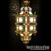 Colored Glass Moroccan Lantern 